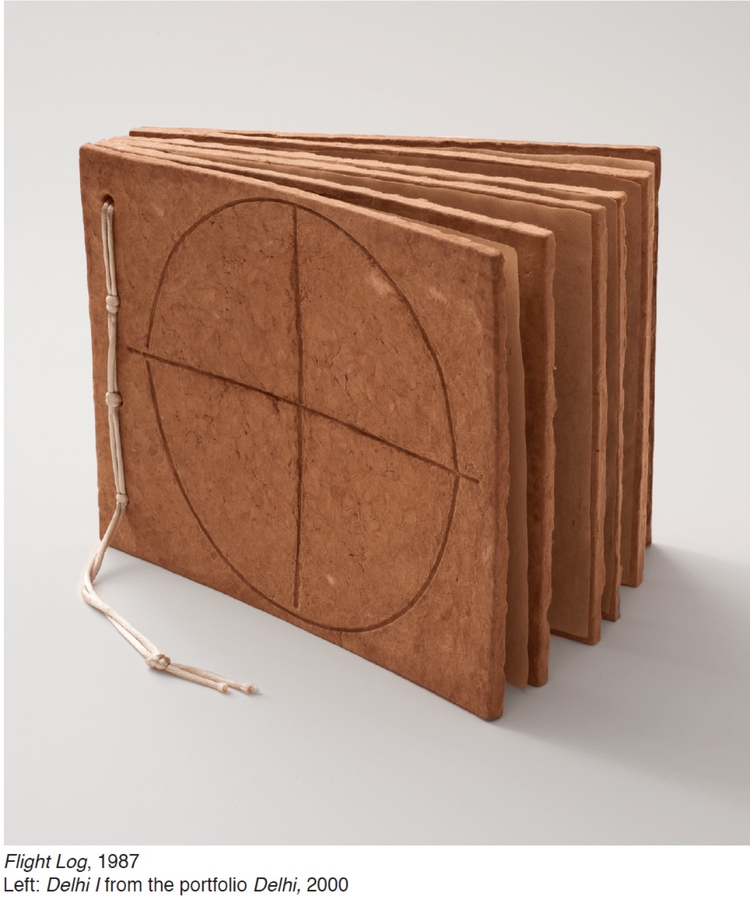 Flight Log, 1987, a bound handmade-paper sculpture by Zarina